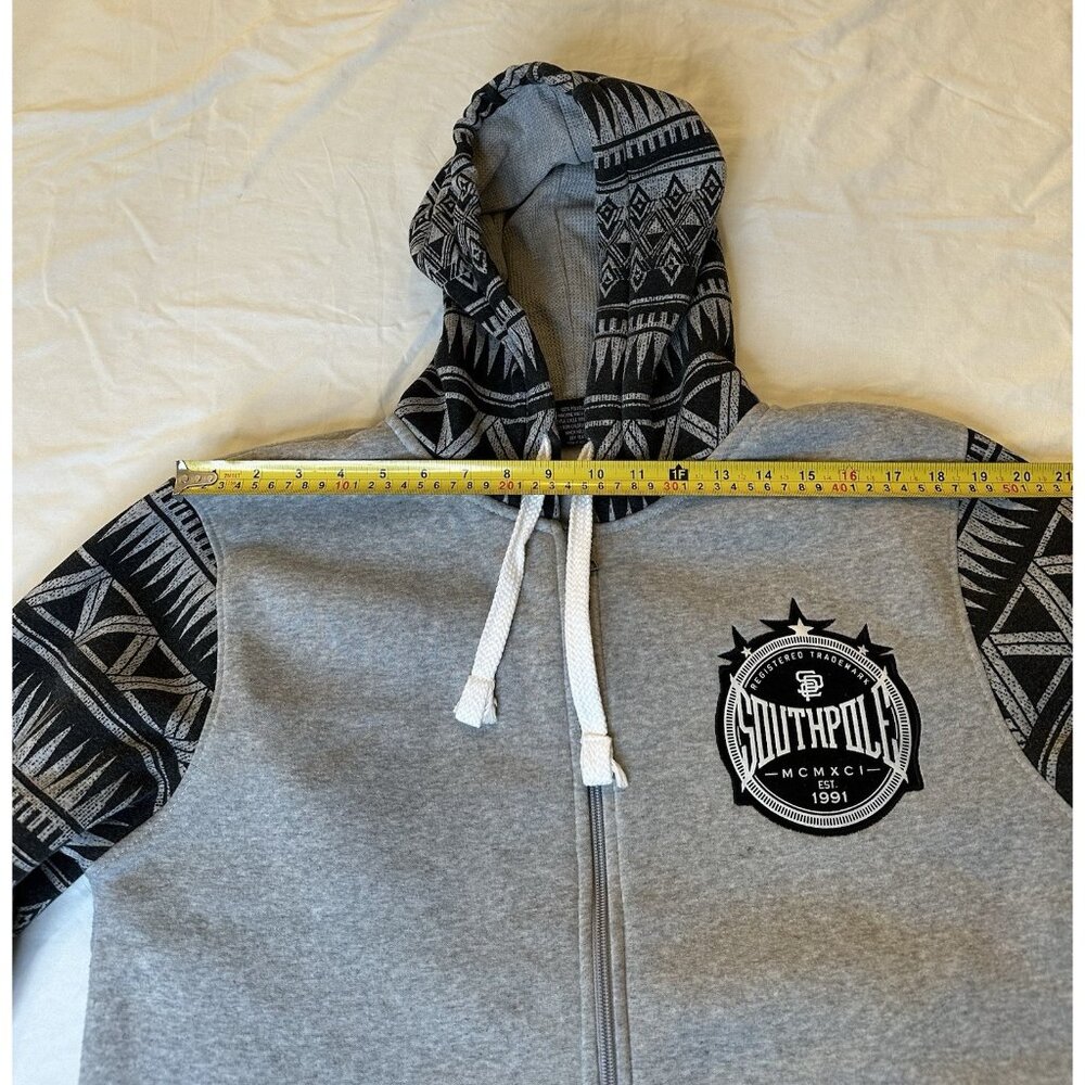 Southpole Y2K Men's Gray Full Zip Hoodie Size M Graphic Print Vintage - Picture 8 of 10